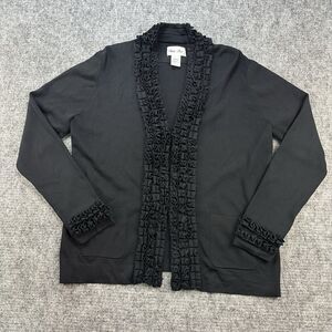 Sophia Riccci Sweater Women Large Black Cardigan Tuxedo Ruffles